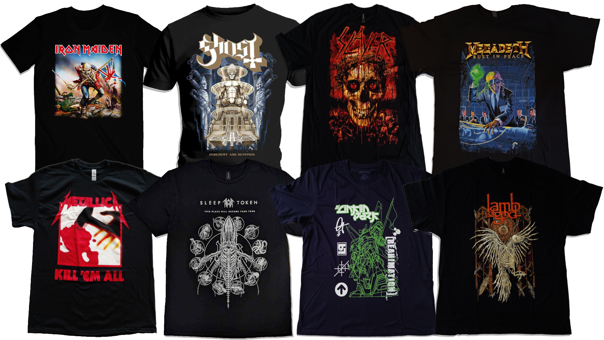 Heavy metal shirts for different metal styles