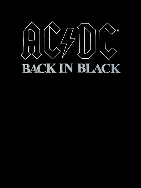 AC/DC Unisex Tee Shirt<br>Back In Black<br>Size: X Large