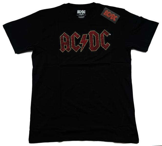 AC/DC Unisex Tee Shirt<br>Full Colour Logo (Embellished)<br>Size: Large