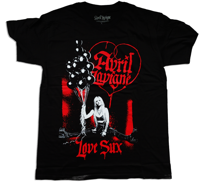 Avril Lavigne Unisex Tee Shirt<br>Love Sux Balloons<br>Size: Large