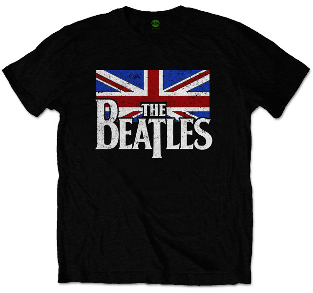 The Beatles Unisex Tee Shirt<br>Drop T Logo & Union Jack (wash)<br>Size: Medium