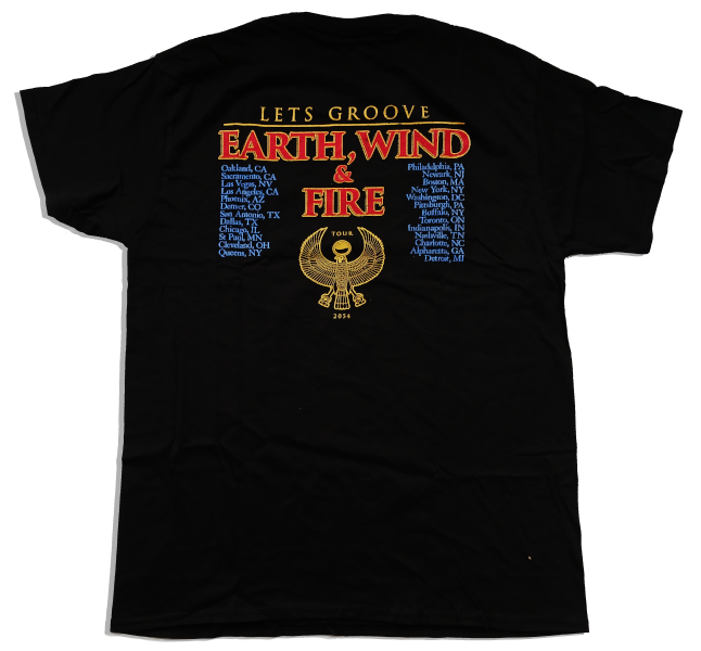 Earth Wind & Fire Unisex Tee Shirt with Back Print (Wash)<br>2054-The Tour<br>Size: Large