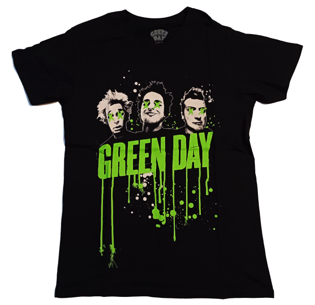 Green Day Unisex Tee Shirt<br>Paint Drips<br>Size: Large