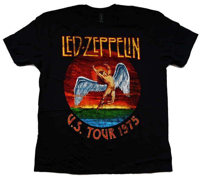 Led Zeppelin Unisex Tee Shirt<br>USA Tour '75. (Wash)<br>Size: X Large