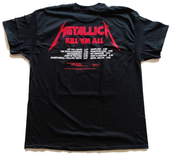 Metallica Unisex Tee Shirt<br>'Kill Em All' album cover<br>Size: X Large