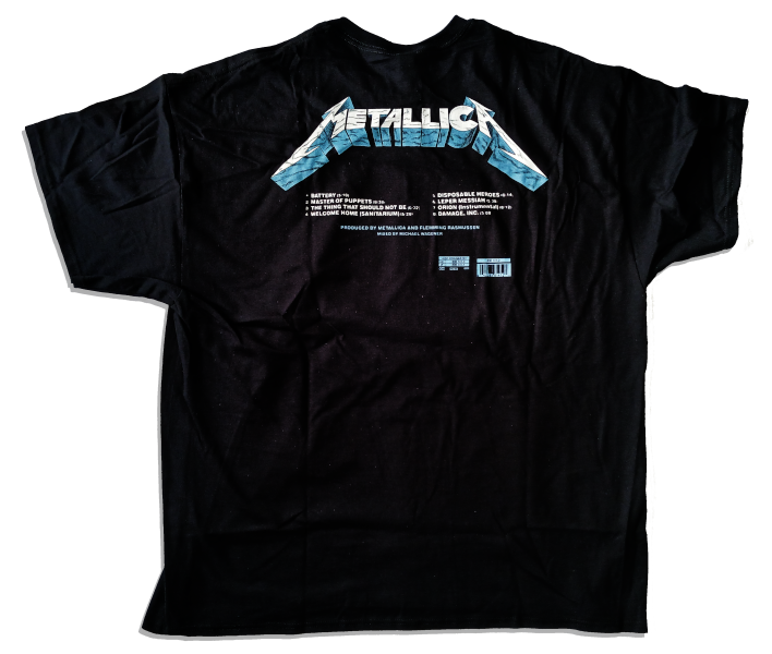 Metallica Unisex Tee Shirt<br>Master of Puppets<br>with Back Print<br>Size: XX Large