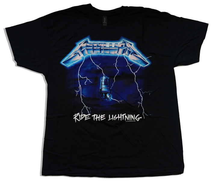 Metallica Unisex Tee Shirt<br>Ride The Lightning with Back Print<br>Size: X Large