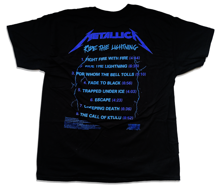 Metallica Unisex Tee Shirt<br>Ride The Lightning with Back Print<br>Size: X Large