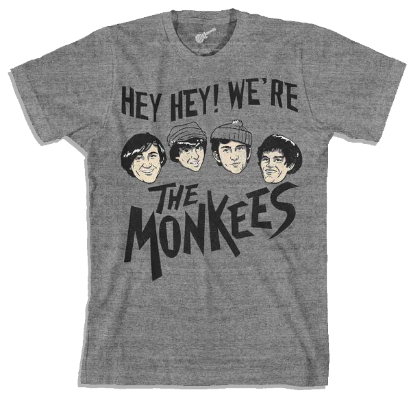 The Monkees Unisex Tee Shirt<br>Hey Hey we're The Monkees<br>Size: Large