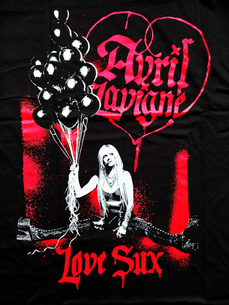 Avril Lavigne Unisex Tee Shirt<br>Love Sux Balloons<br>Size: Large