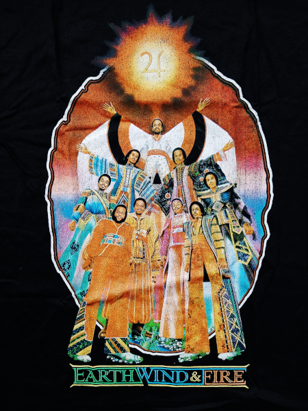 Earth Wind & Fire Unisex Tee Shirt with Back Print (Wash)<br>2054-The Tour<br>Size: Large