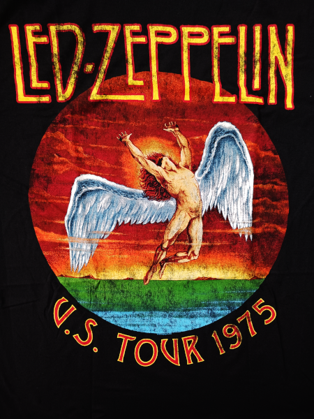 Led Zeppelin Unisex Tee Shirt<br>USA Tour '75. (Wash)<br>Size: X Large